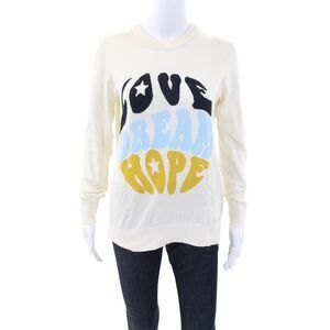 LT Womens Long Sleeves Crew Neck Sweater White Multi Colored Cotton Size Medium